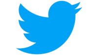 a blue twitter logo on a black background